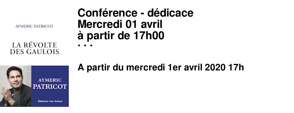Conf�rence - d�dicace Mercredi 01 avril � partir de 17h00 Aymeric Patricot La r�volte des Gaulois